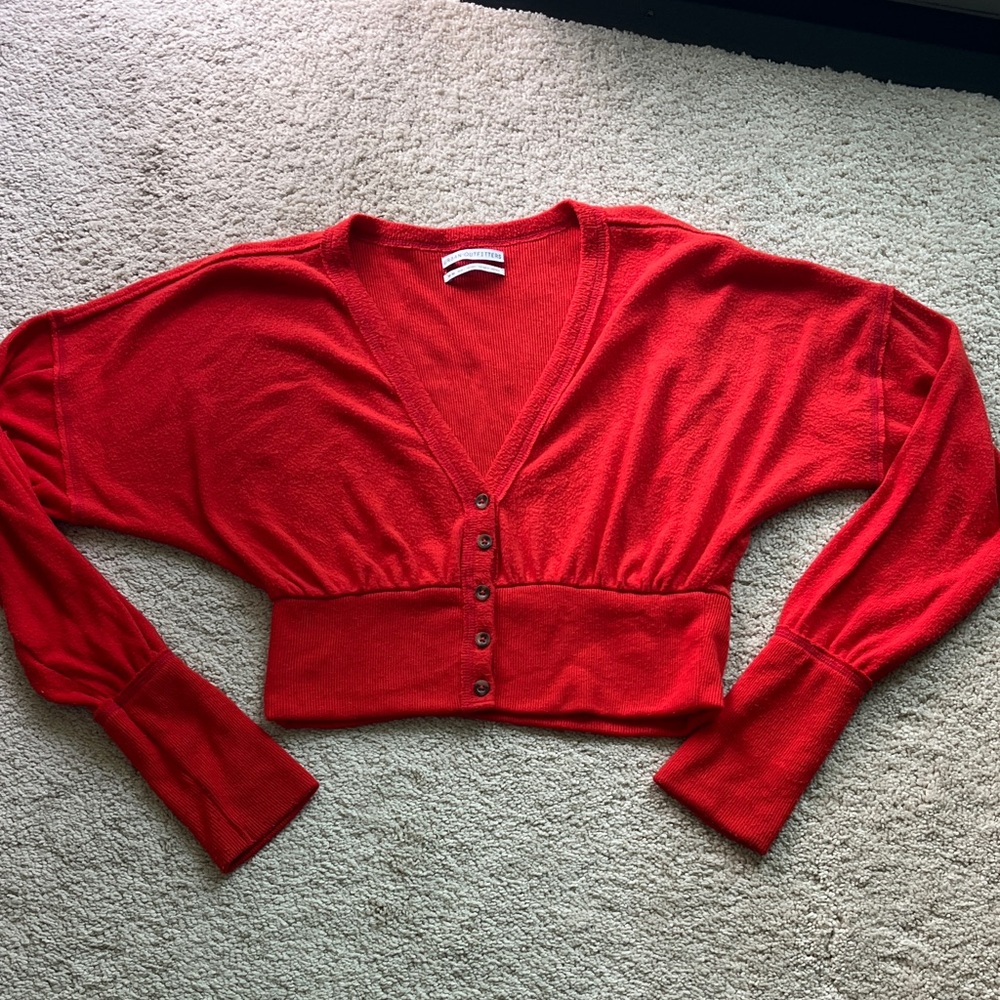 Urban Outfitters Vibrant Red Ribbed Knit Top